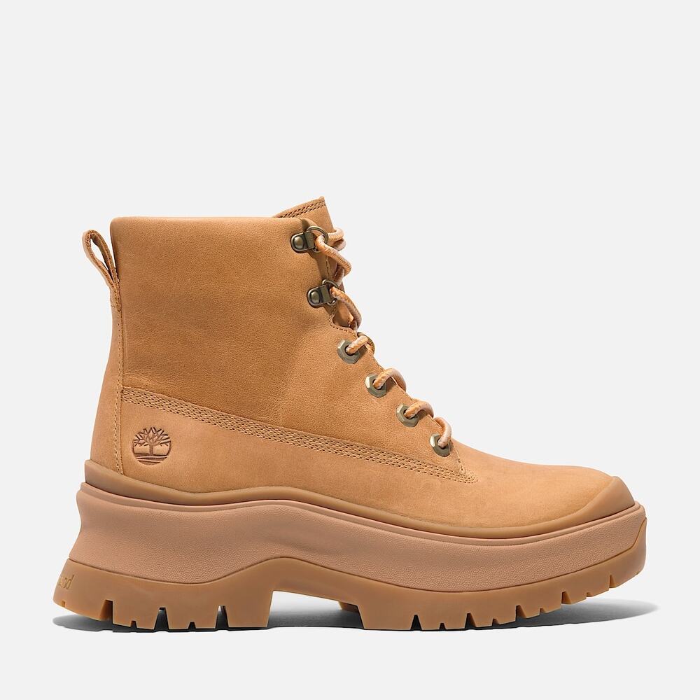 TIMBERLAND WOMEN'S 10 ROXIE LANE MID LACE UP BOOT WHEAT FULL GRAIN NIB